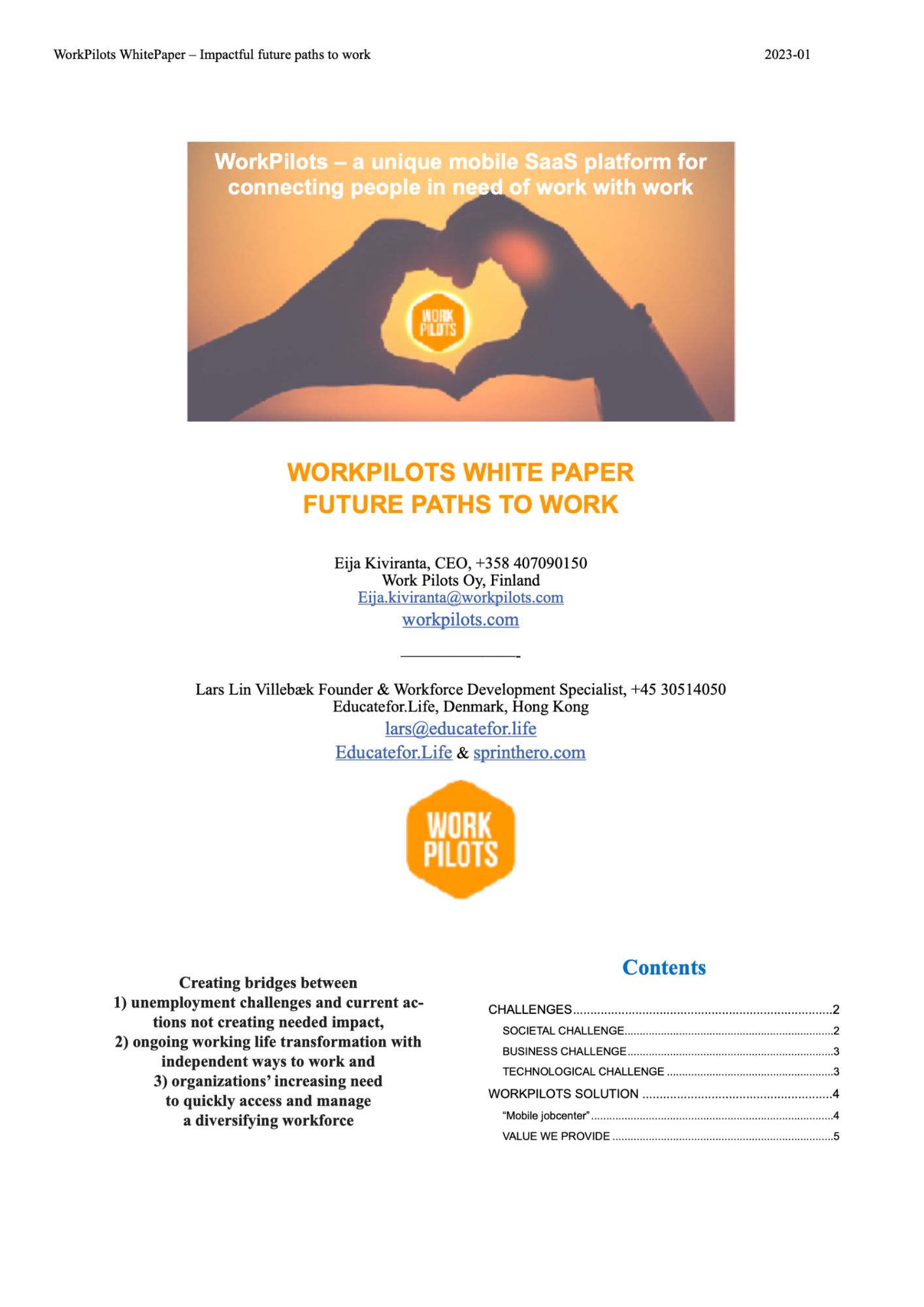 A4 Report Frontpage Whitepaper FUTURE PATHS TO WORK